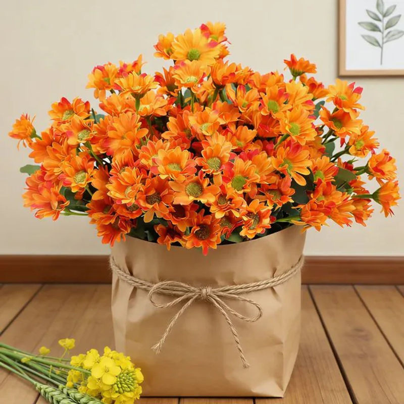 XIAOYINMO Künstliche Seiden-Gänseblümchen in Rot und Orange für Dekorationen und Hochzeiten - Bild 1