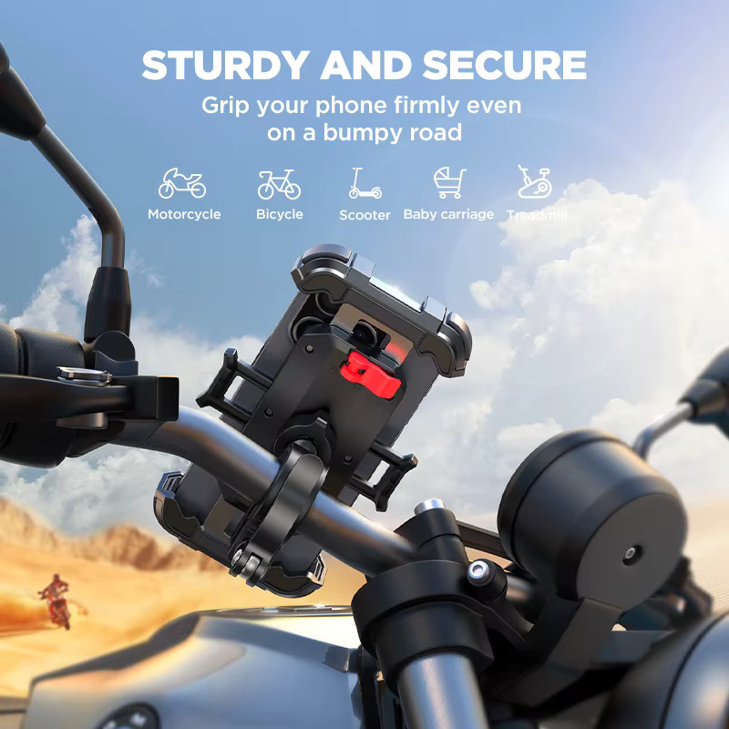 Joyroom Motorrad-Handyhalterung und Fahrrad-Handyhalterung in Schwarz für Lenker und Roller - Bild 6
