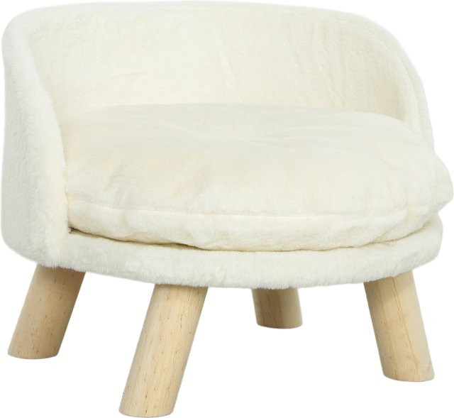 PawHut Katzensofa von Aosom in Cremeweiß mit Kissen und rutschfesten Holzfüßen, B/T/H: 40,5 x 40,5 x 33 cm - Bild 1
