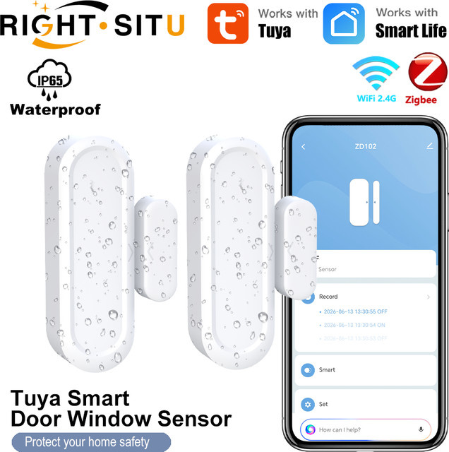 Tuya Smart Tür- und Fenster-Magnetsensor IP65 Wasserdicht mit Zigbee oder WiFi Verbindung in Weiß - Bild 1