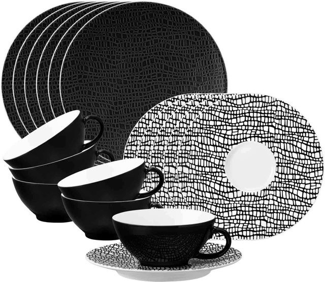 Seltmann Weiden Teeservice Life Fashion aus Porzellan, 18er Set, Schwarz - Bild 1