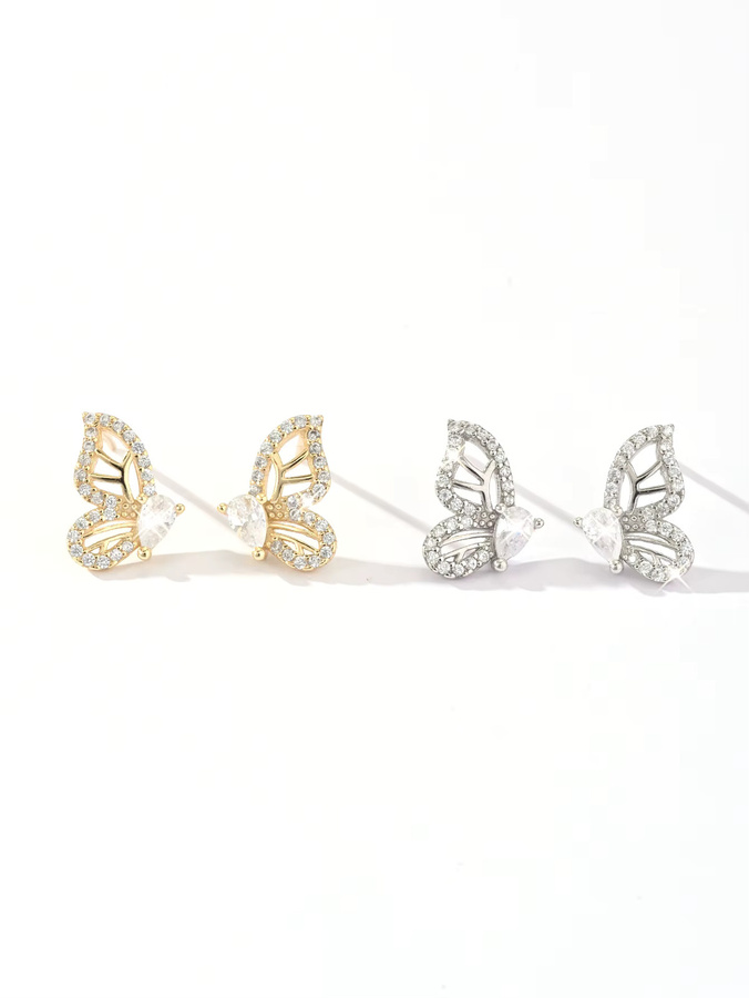 OBEAR Ohrringe, 925 Silber, Schmetterling, Zirkon, Damen - Bild 3