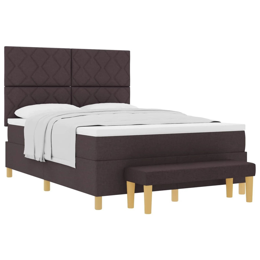 vidaXL Boxspringbett mit Matratze in Braun aus Stoff, B/T/H: 160 x 200 x 128 cm - Bild 2