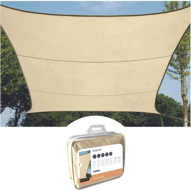 Perel Viereck-Sonnensegel aus PE-Gewebe in Beige/Creme, B/B: 360 x 360 cm - Bild 2
