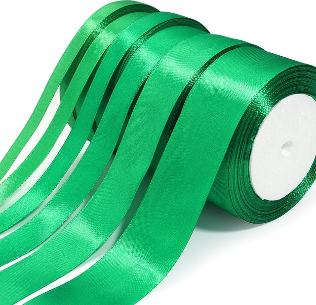 Grünes Satinband für DIY-Dekorationen, Hochzeit und Weihnachten, 25 Yards Länge - Bild 1