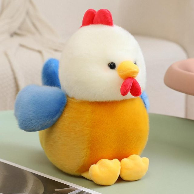 Yiran toy Hahn Henne Plüschtier, Bauernhof, Gelb Braun Weiß, 30cm - Bild 1