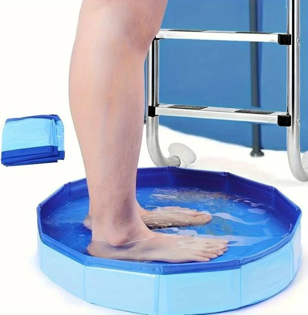 Tragbares und faltbares PVC-Fußbad in Blau zur Poolreinigung und als Poolzubehör - Bild 1