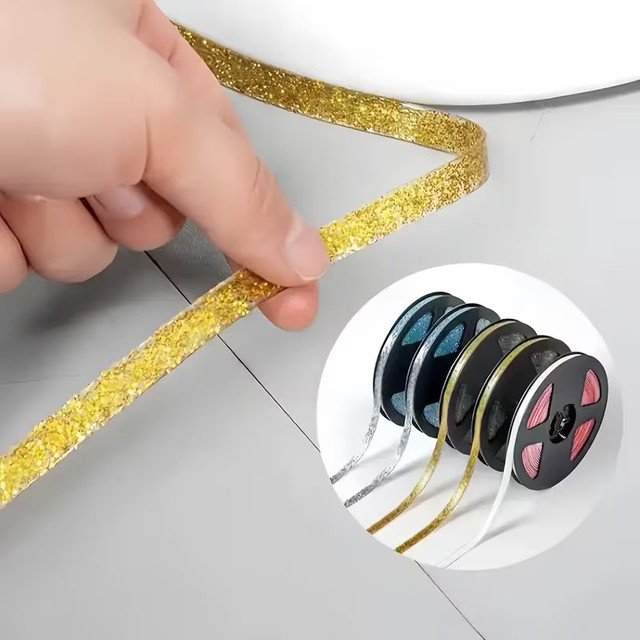 YITAPE Selbstklebender Dichtungsstreifen aus PVC in Gold, wasserdicht und schimmelresistent für Küche, Bad und Dusche, Breite: 8 mm, Länge: 6 m - Bild 1