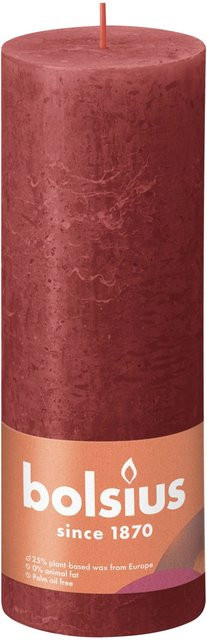 Bolsius Rustik-Kerze Shine in Zartes Rot, Höhe: 190 mm, Durchmesser: 68 mm - Bild 1