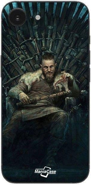 Maniacase Handyhülle für iPhone 16E Wikinger Ragnar Lothbrok Eiserner Thron Schwarz - Bild 1