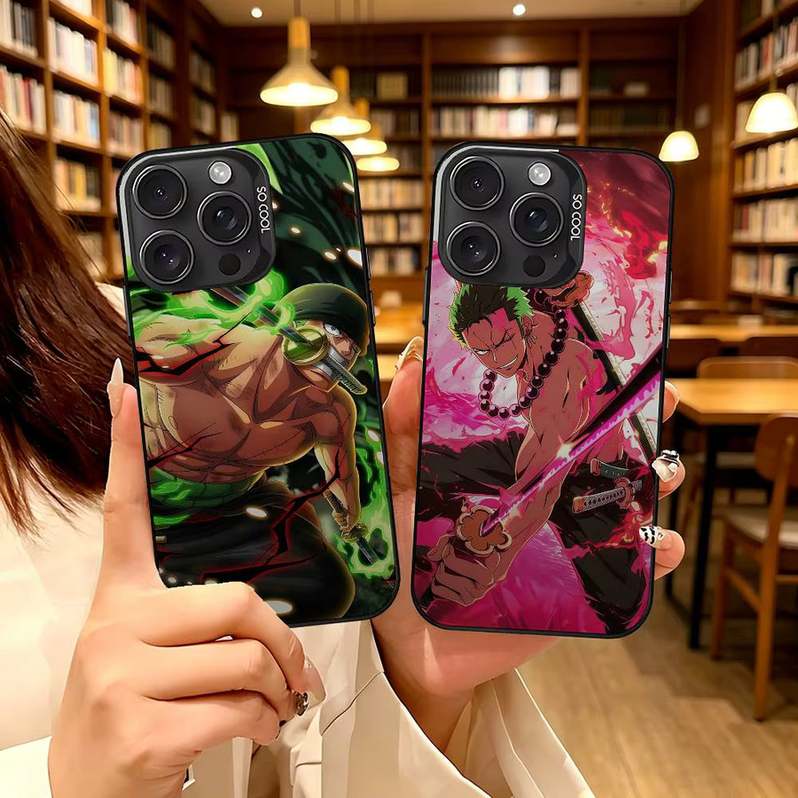 One Piece Roronoa Zoro Stoßfeste Handyhülle für iPhone 11 bis 17 Pro Max in Silber und Multicolour - Bild 3