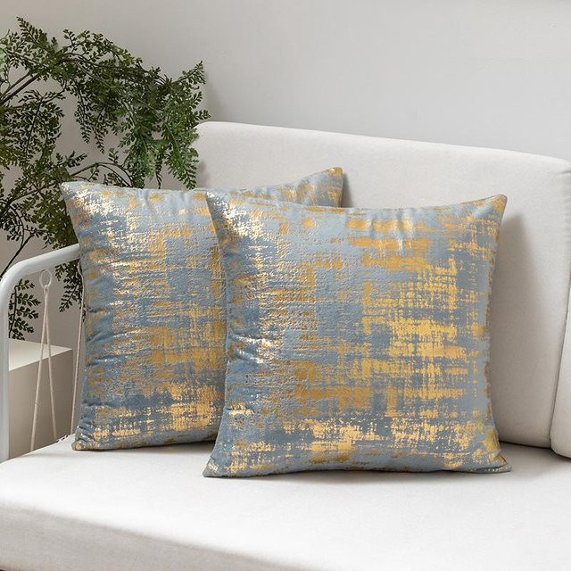 HASE FiFi Kissenbezug im Boho-Stil aus Samt in Blau, B/B: 45 x 45 cm - Bild 1