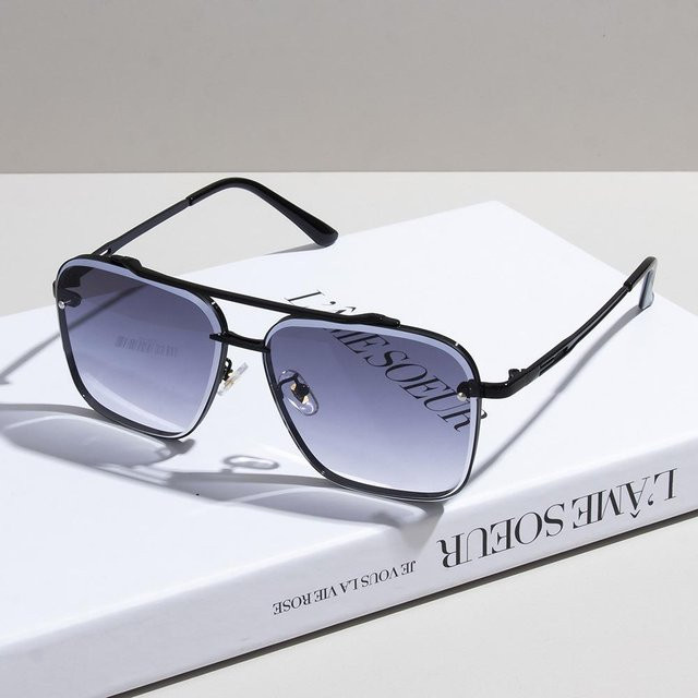 Aura Hub Sonnenbrille, quadratisch, Vollrand, Metall, Unisex, grau - Bild 1