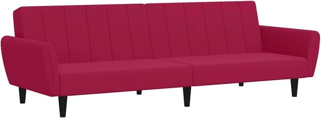 vidaXL Schlafsofa 2-Sitzer Click-Clack aus Samt in Weinrot mit Massivholzrahmen - Bild 1