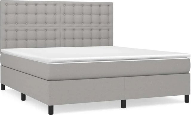 vidaXL Boxspringbett mit Matratze Hybrid-Design in Hellgrau, B/T: 160 x 200 cm - Bild 1