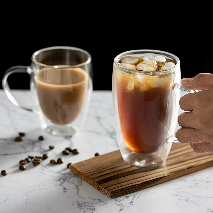 LOULONG Doppelwandige Kaffeetassen aus Glas, 2er Set, Transparent, 355 ml für Espresso, Cappuccino, Latte und Tee - Bild 3