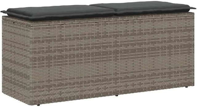 Furnicato Gartenbank aus Poly-Rattan mit Kissen in Grau, B/T/H: 110 x 40 x 44 cm - Bild 1