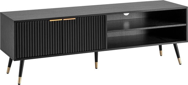 Modernes Lowboard in Schwarz matt aus Holz und Metall, B/H/T: 150 x 51 x 39 cm - Bild 1