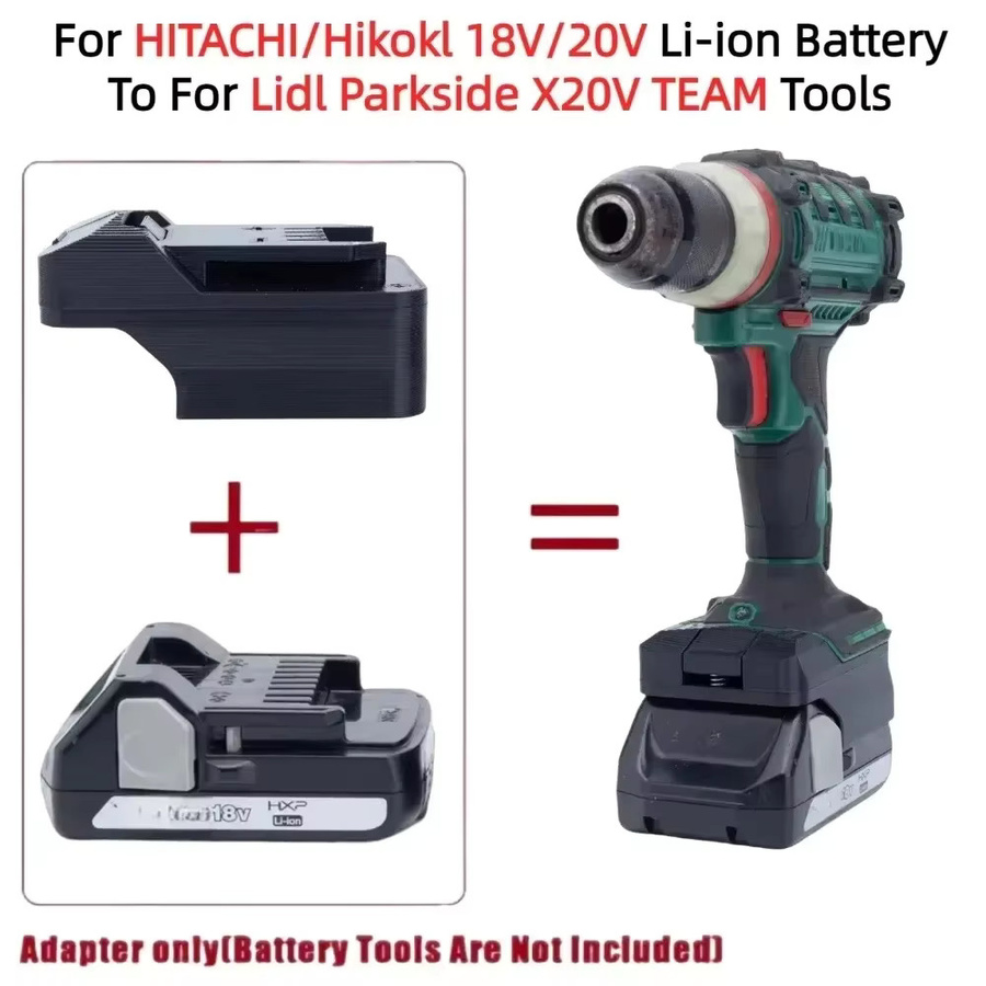Batteriekonverter Adapter für HiKOKI Hitachi HXP 18V Akkus zu Lidl Parkside X20V TEAM Akku-Bohrwerkzeug in Schwarz - Bild 2