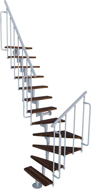 Minka Raumspartreppe Joker Turn Winder in Walnuss und Weiß für eine Raumhöhe bis 304 cm - Bild 1