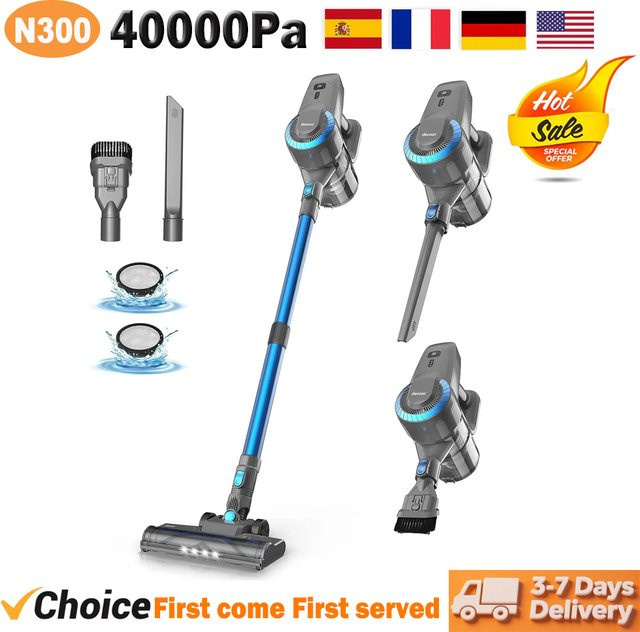 INSE DEVOAC N300 Akku-Staubsauger 6-in-1 in Blau mit 2200 mAh Akku für Hartböden und Teppiche - Bild 1