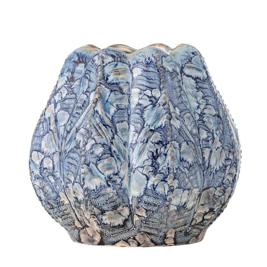 Bloomingville Vase Hetty aus Keramik in Blau, skandinavisches Design, Höhe: 20 cm - Bild 1