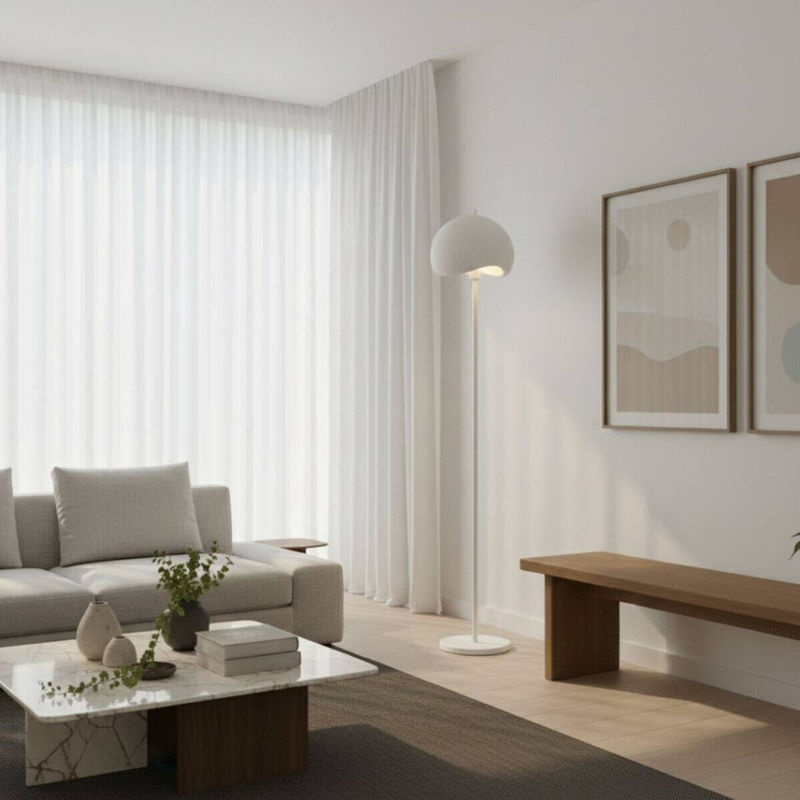 Opviq Stehlampe Yontu-15854 in Weiß aus Metall und Polyester-Mischgewebe mit E27 Fassung, B/T/H: 29 x 34 x 170 cm - Bild 4