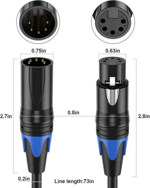 BSN XLR 5-Pin 5-adriges Audio-Verbindungskabel Stecker-zu-Buchse in Schwarz - Bild 1
