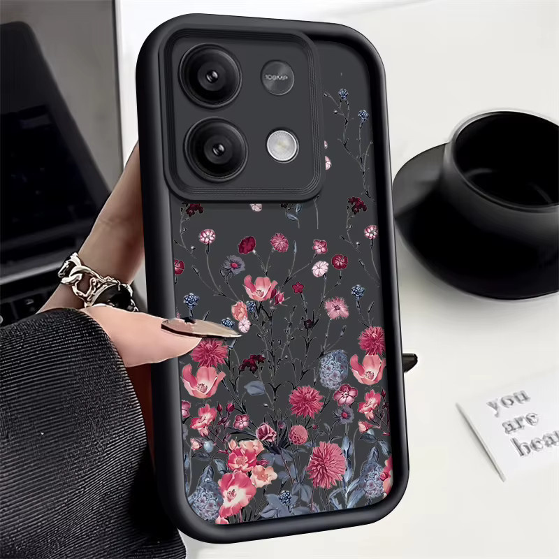 Handyhülle mit Blumenmuster für Xiaomi Poco F6 X6 X5 14T 13T Redmi Note 14 13 Pro Plus Note 15 Pro 4G aus weichem TPU Silikon in Weiß und Multicolour - Bild 5