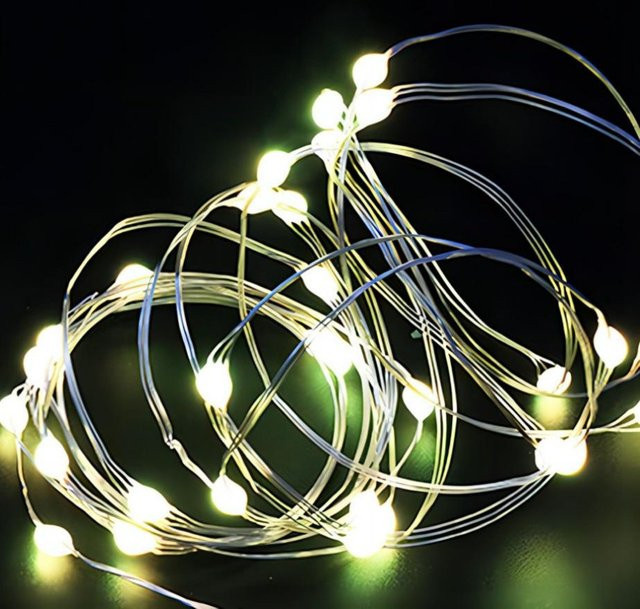 USB LED Lichterkette mit warmweißem Licht und silbernem Kupferdraht für Weihnachten, Hochzeit und Party, 3m Länge - Bild 1
