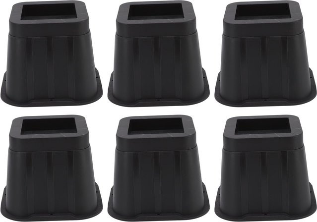 6er Set Möbelhöher von aimo in Schwarz aus Gummi und Kunststoff, quadratisch, 4 Zoll, zur Erhöhung von Sofa, Bett, Stuhl oder Schreibtisch - Bild 1