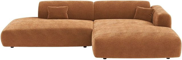 Maison Céphy Ecksofa Pogni in Terracotta mit geripptem Cord Bezug, Breite: 300 cm - Bild 1