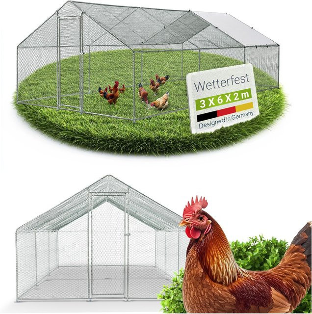 Juskys Freilaufgehege HLS25T aus Metall mit Tür und Riegel, B/T/H: 6 x 3 x 2 m - Bild 1