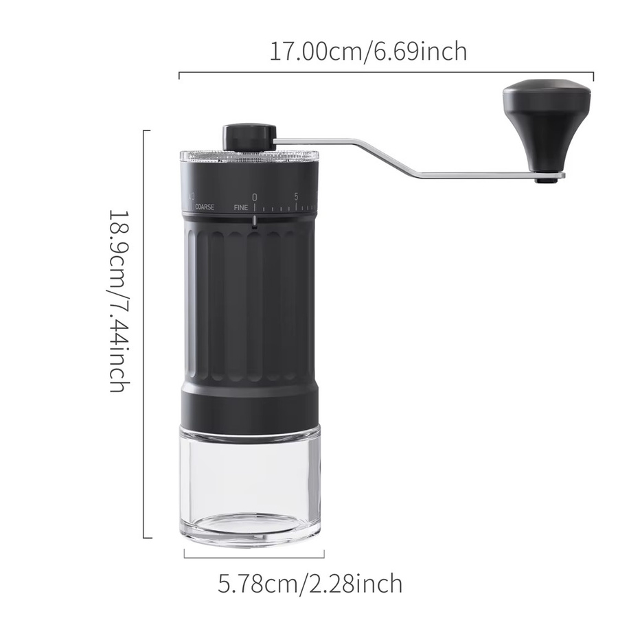 Manuelle Kaffeemühle von FEB.WIND in Schwarz mit 40 externen Mahlgrad-Anpassungen für Espresso, French Press und Camping - Bild 6