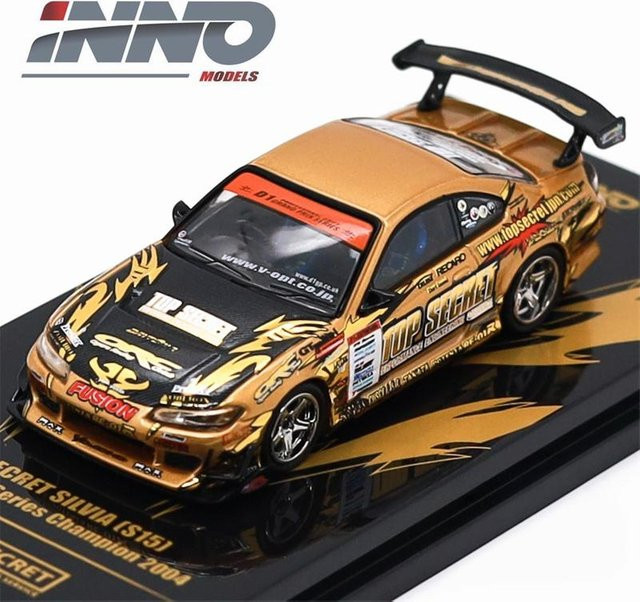 Inno Top Secret Dc5 Silvia (S15) Gold D1 Grand Prix Pandem, Modellauto aus Druckguss, 1:64 - Bild 1