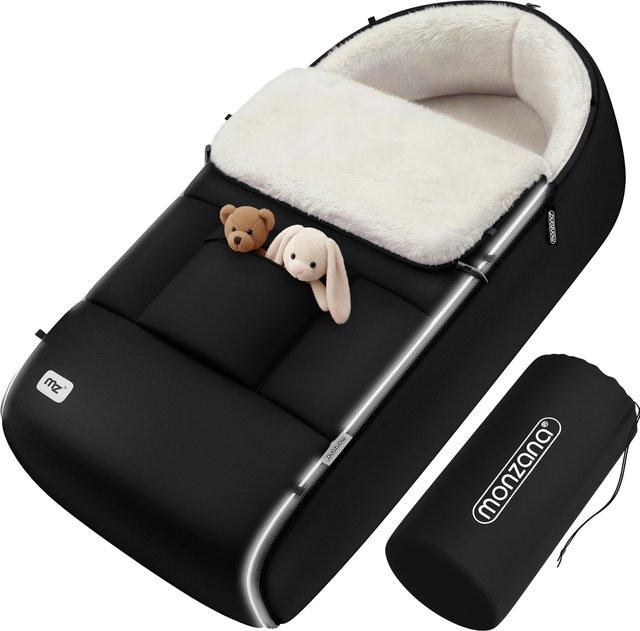 Monzana Babyfußsack Schwarz gefüttert für Kinderwagen - Bild 1