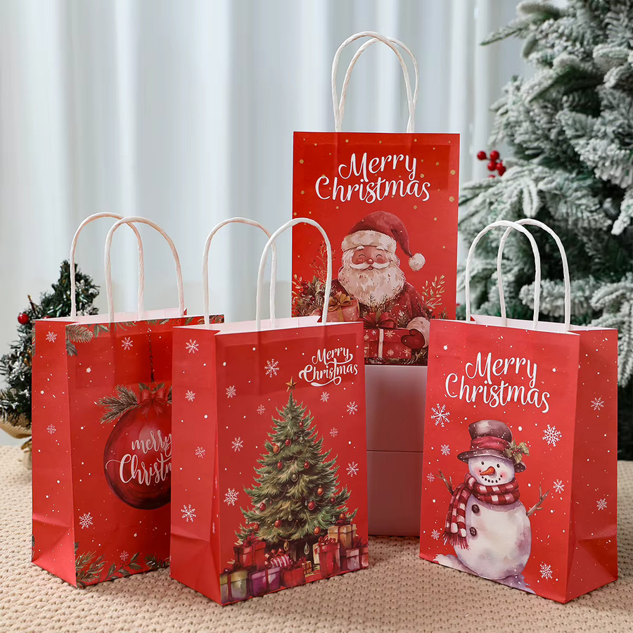 PATIMATE Weihnachts-Geschenktüten aus Kraftpapier in Rot für Weihnachten und Silvester - Bild 1