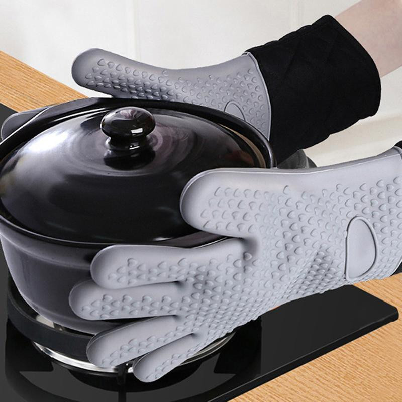 Hitzebeständige Silikon Mikrowellenhandschuhe und Grillhandschuhe von Wipon in Schwarz oder Rot - Bild 5