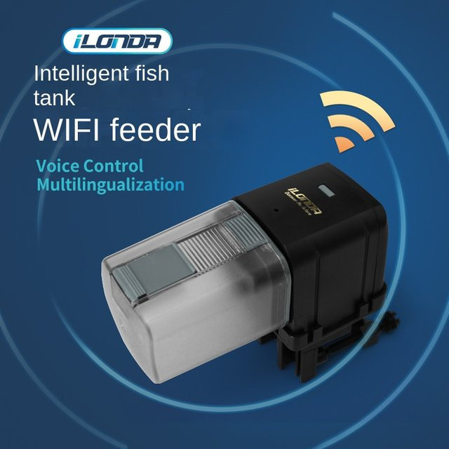 iLONDA WiFi Automatischer Aquarium Futterspender in Schwarz, 170 ml, Intelligenter Zeitgesteuerter Futterspender für Flocken und Pellets - Bild 1
