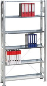 Schulte Anbauregal MULTIplus85 Büro-Schraubregal aus Metall in Silber mit 5 Fachböden und Anschlagleiste, B/H/T: 180 x 130 x 30 cm - Bild 1