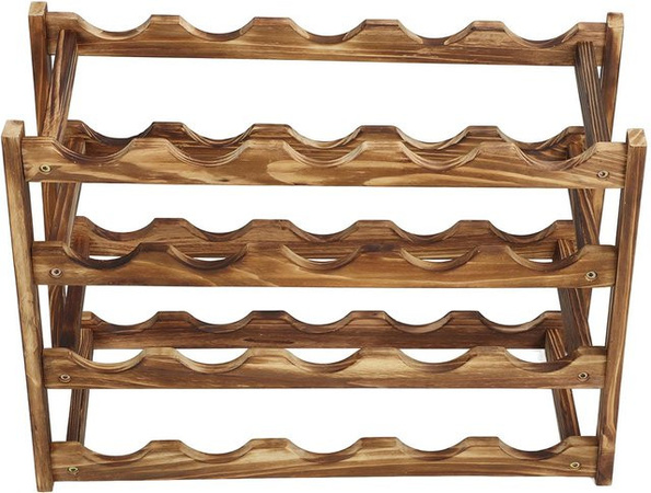 Aimo Weinregal aus Kiefernholz in Braun, 4-lagiger Organizer im rustikalen Design für die Küche