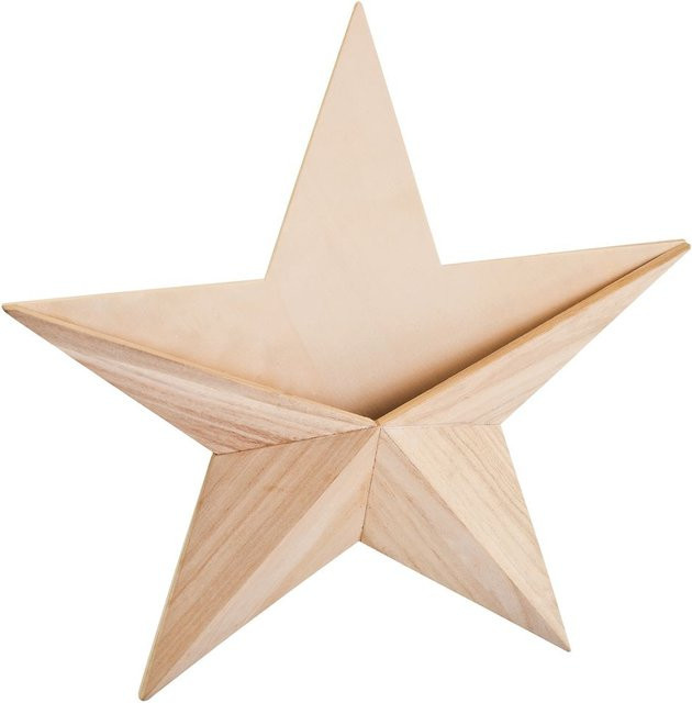 VBS Stern mit Fach aus Rohholz in Beige für die Weihnachtsdekoration im Landhausstil - Bild 1