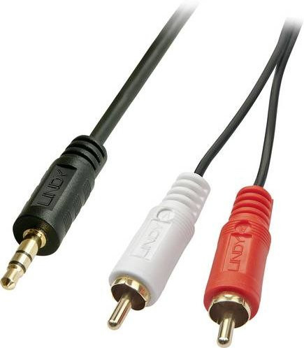 LINDY 35685 Audio Anschlusskabel mit 2x Cinch und 1x 3,5 mm Klinkenstecker, Schwarz, 10,00 m - Bild 1