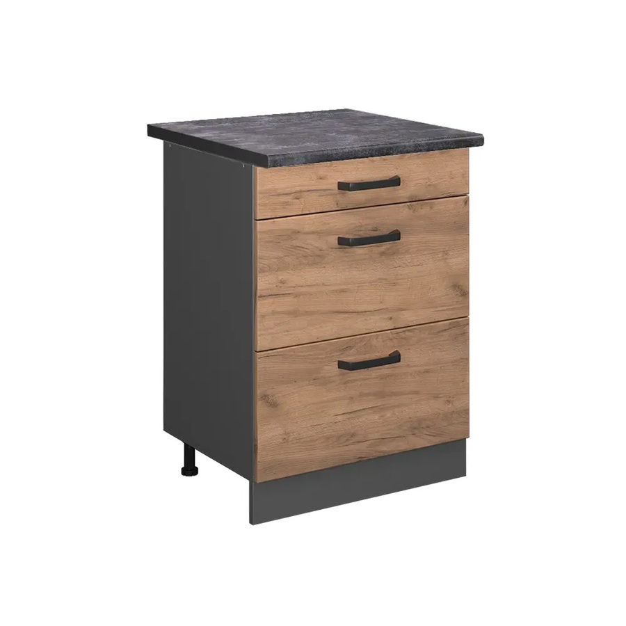 Vicco Küchenunterschrank R-Line Goldkraft Eiche/Anthrazit mit Schubladen, B/T/H: 60 x 31,03 x 81,6 cm - Bild 2