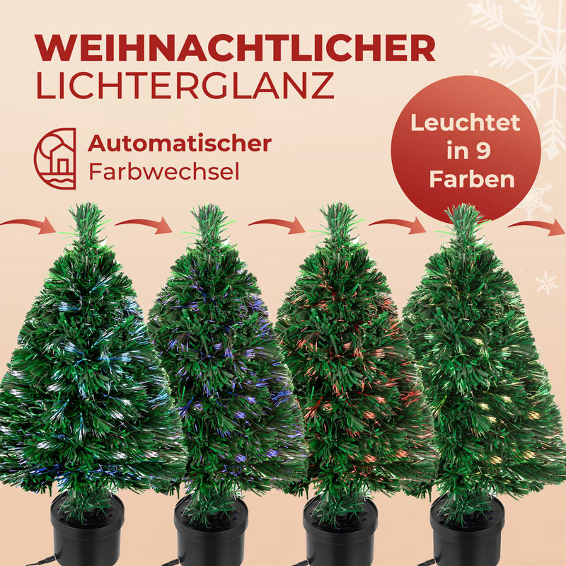 CASARIA Weihnachtsbaum aus Kunststoff mit Glasfaserbeleuchtung in 9 Farben, Grün, Höhe: 66 cm - Bild 3