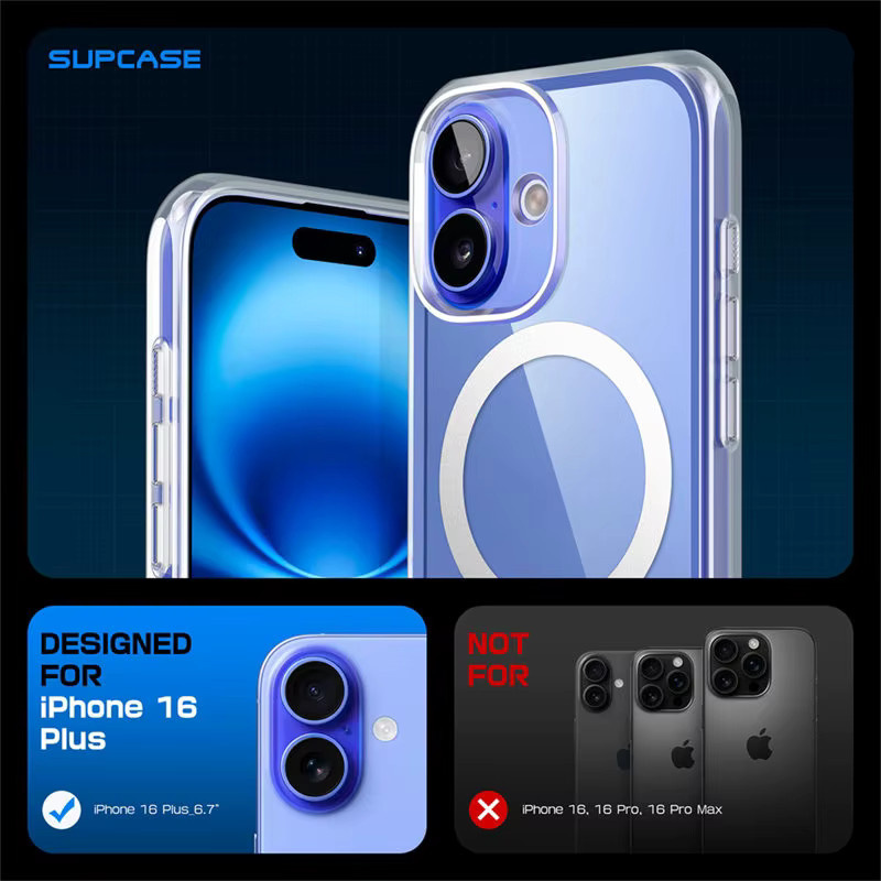 SUPCASE UB Mag Series Magnetische Handyhülle für iPhone 16 Plus in Transparent, Schlanke Stoßfeste Schutzhülle mit Kamera-Steuerungsaufnahmeknopf - Bild 4
