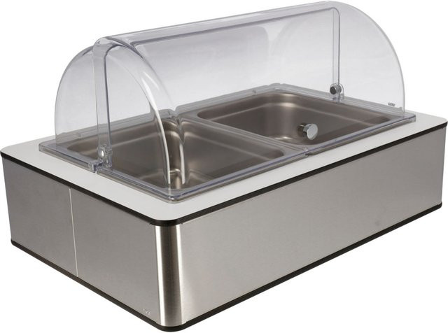 VEGA Buffetvitrine Fundale hoch aus Edelstahl in Silber, Weiß und Transparent, B/T/H: 63 x 42,5 x 33,9 cm, rechteckig mit 2x GN 1/2 und GN 1/1 - Bild 1