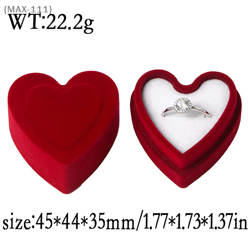 Herzförmige Ringbox aus rotem Samt für Schmuck, ideal für Hochzeit, Verlobung und Jubiläum (F2-MAX111) - Bild 4