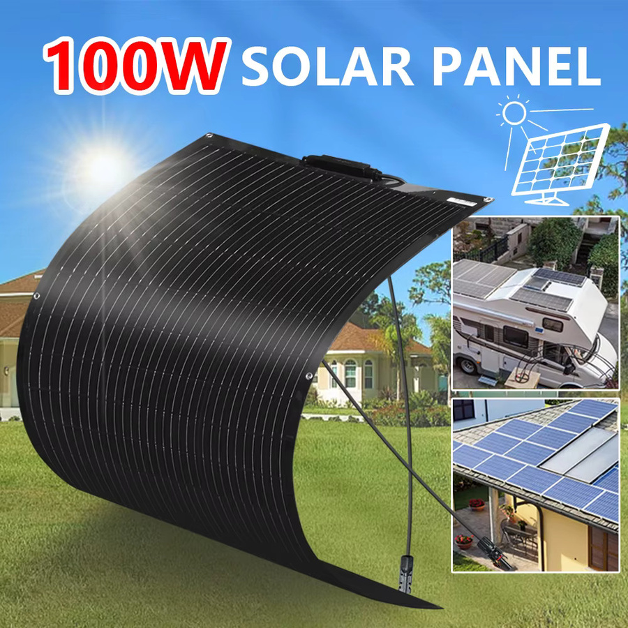 XINPUGUANG 200W Flexibles Solarmodul Set aus 2 x 100W Mono-Solarpanels in Schwarz für Wohnmobile, Balkone und Dächer - Bild 2
