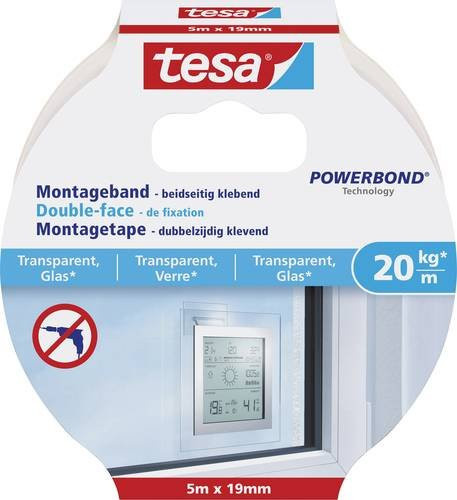 tesa Powerbond Montageband transparent, doppelseitig, Breite: 19 mm, Länge: 5 m - Bild 1